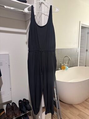 Abercrombie & Fitch Black Sleeveless Drawstring Jumpsuit